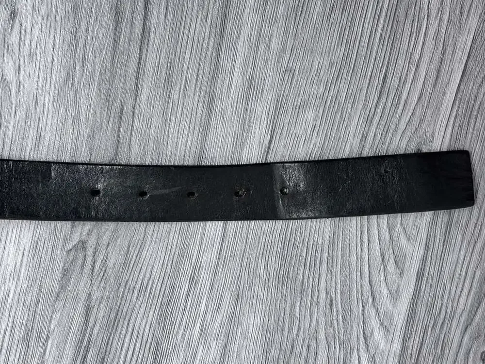 Structure Genuine Italian Leather Belt Black Silver Hardware
